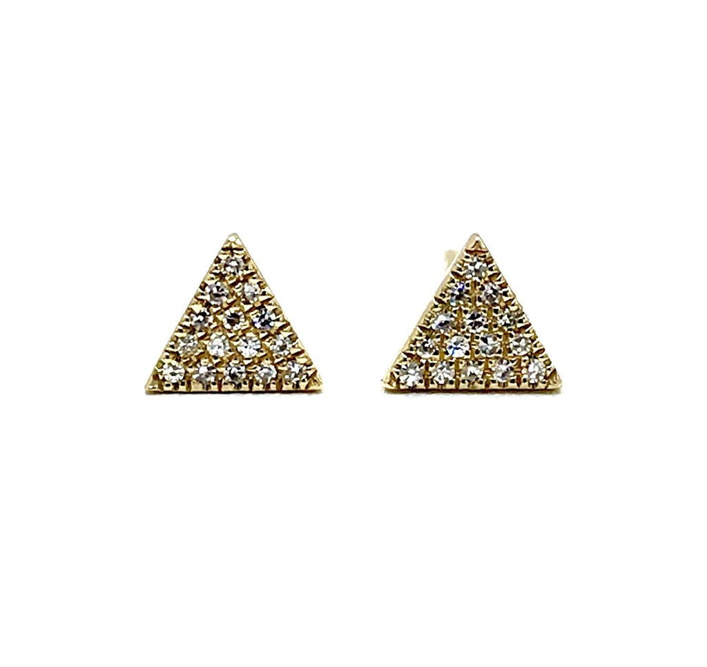 Gold Pave Diamond Triangle Studs