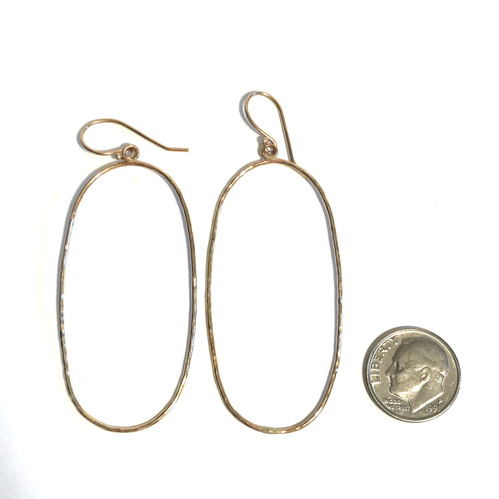 Hammered Oval Hoop Earrings