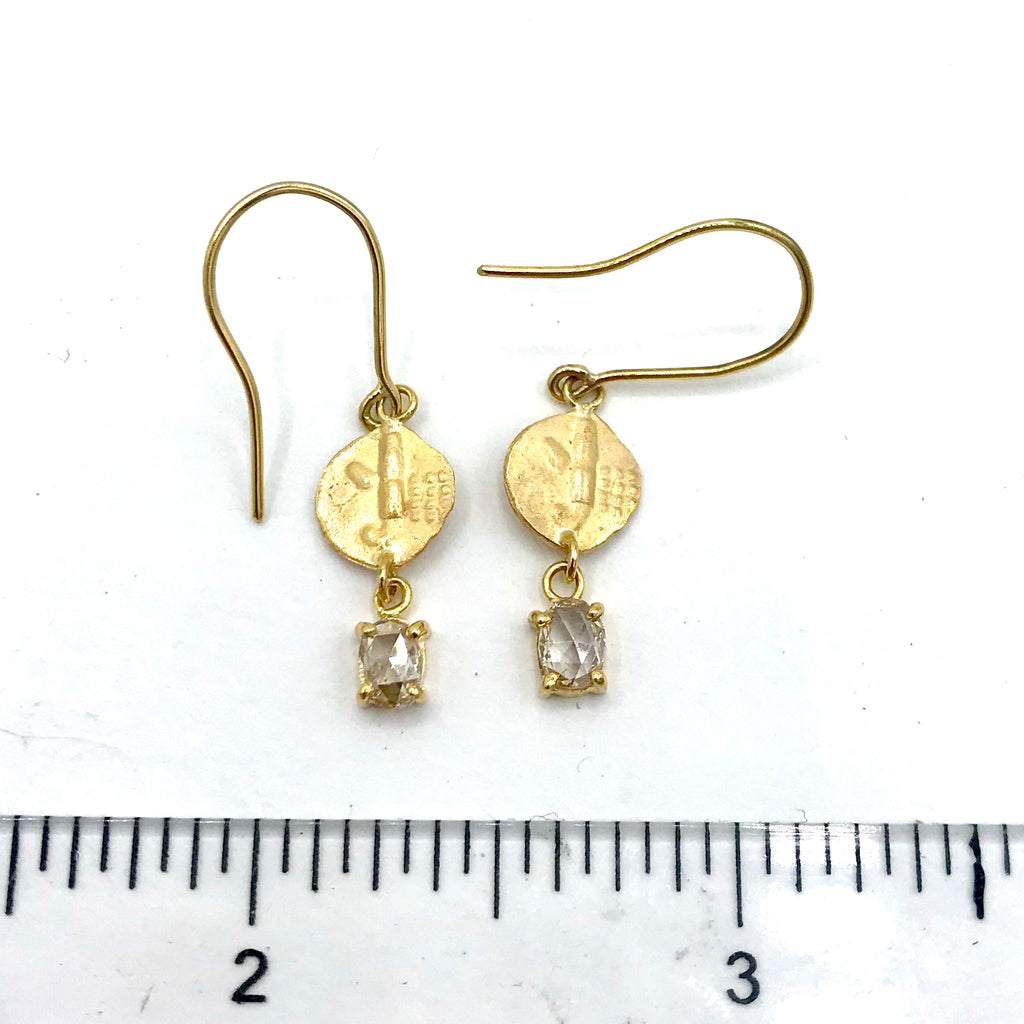 Diamond and Coin Gold Earrings