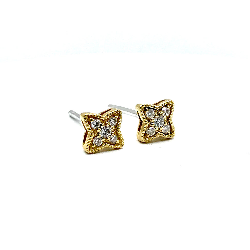 Gold Stud Diamond Star Earrings