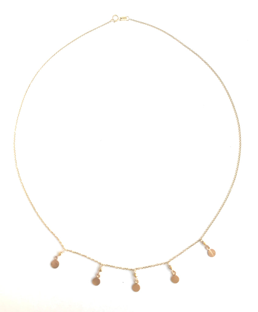 Textured 5 Coin Gold Necklace