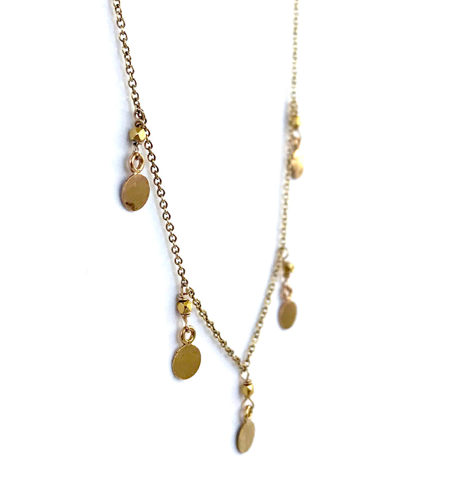 Textured 5 Coin Gold Necklace