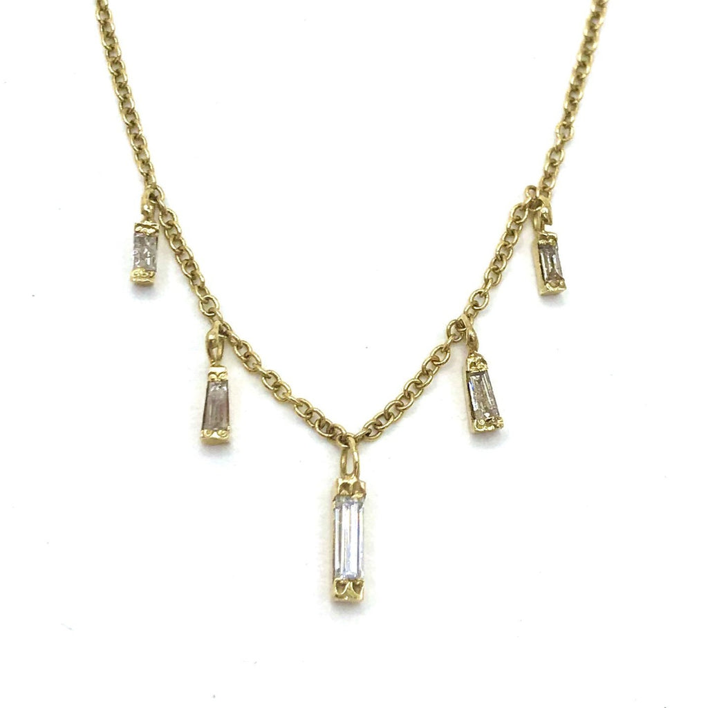 Polished Diamond Icicles on Gold Chain