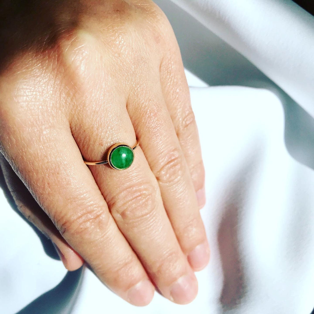 Grassy Green Jade on a Golden Band