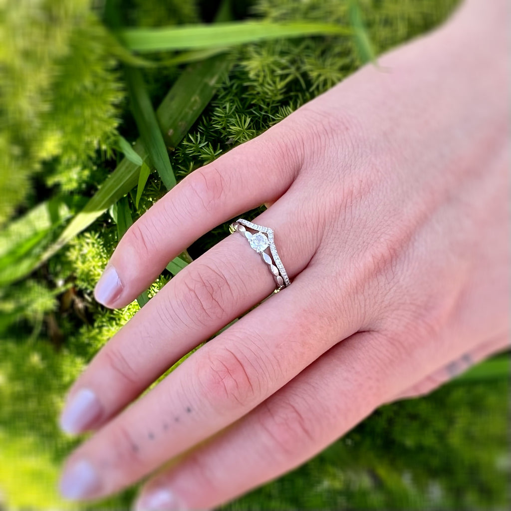 White Sapphire set in 14 Karat White Gold