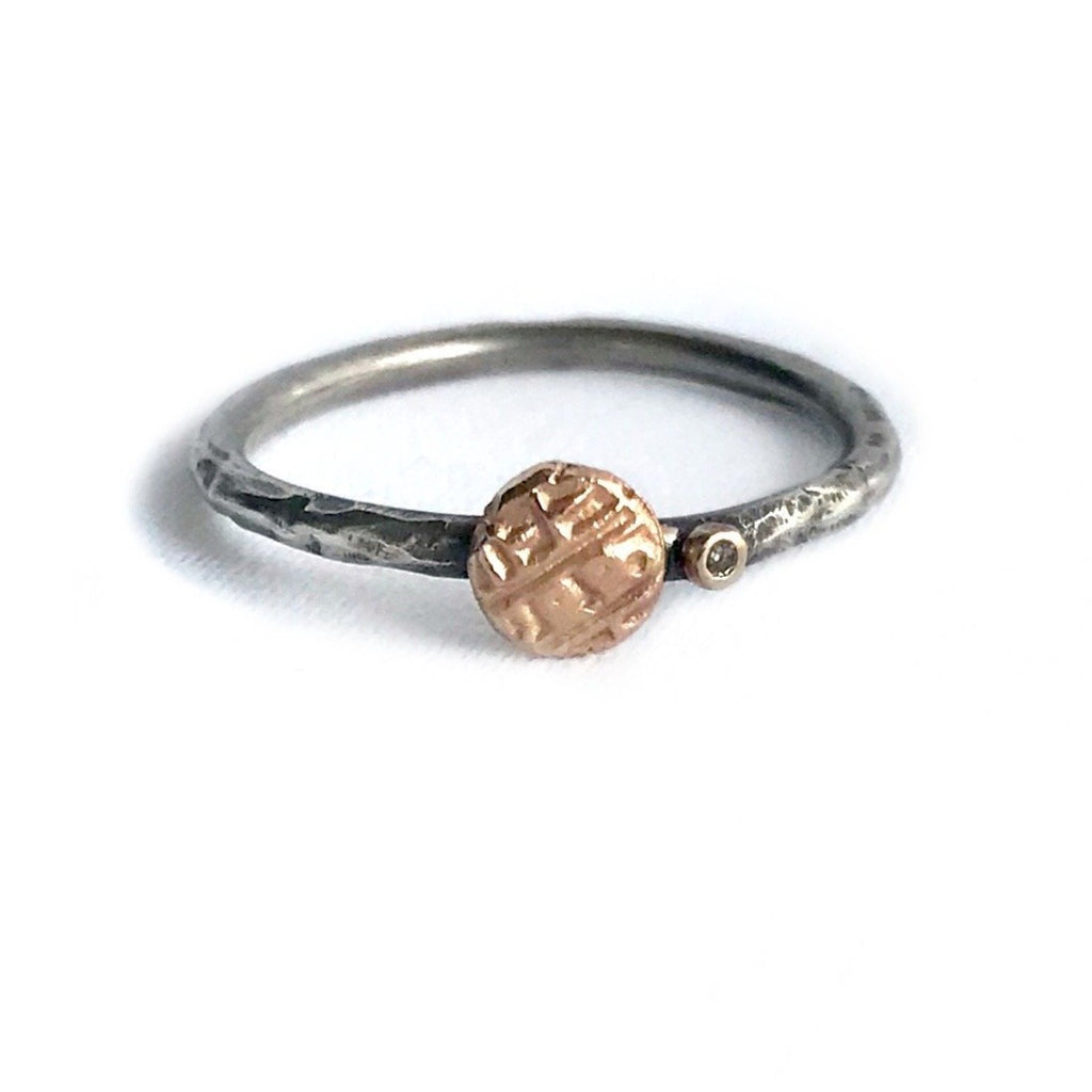 Rose Gold Coin and Diamond Ring