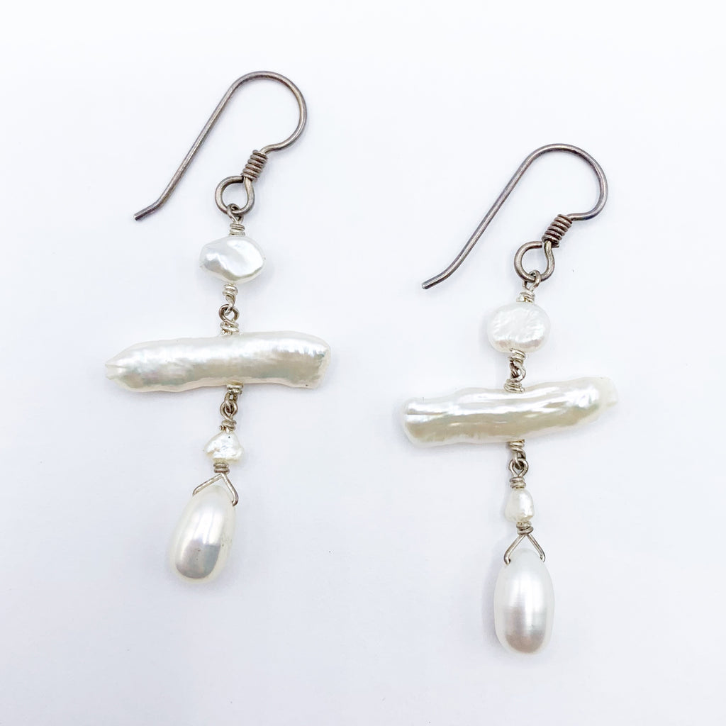 Sterling Sliver and Pearl  Drop Earrings