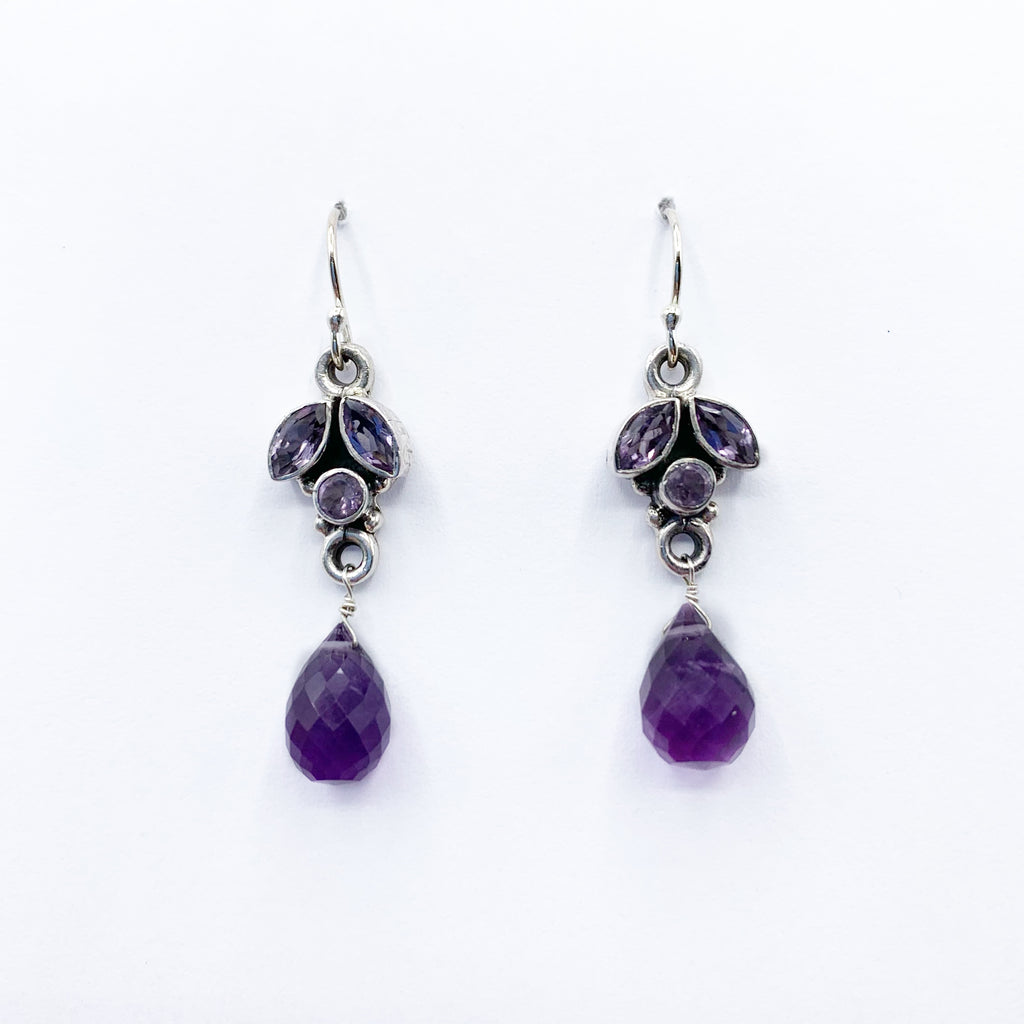 Sterling Silver Amethyst Drop Earrings