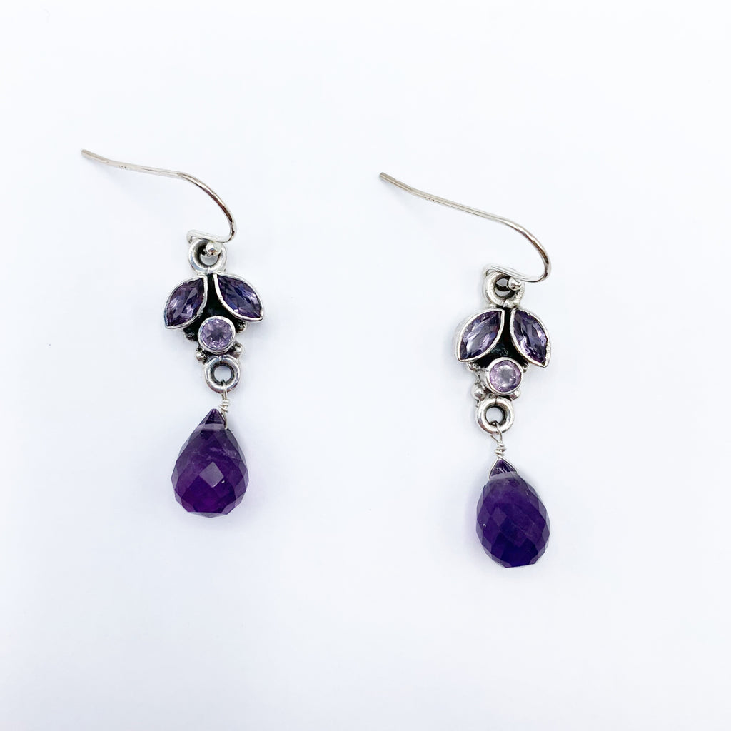 Sterling Silver Amethyst Drop Earrings