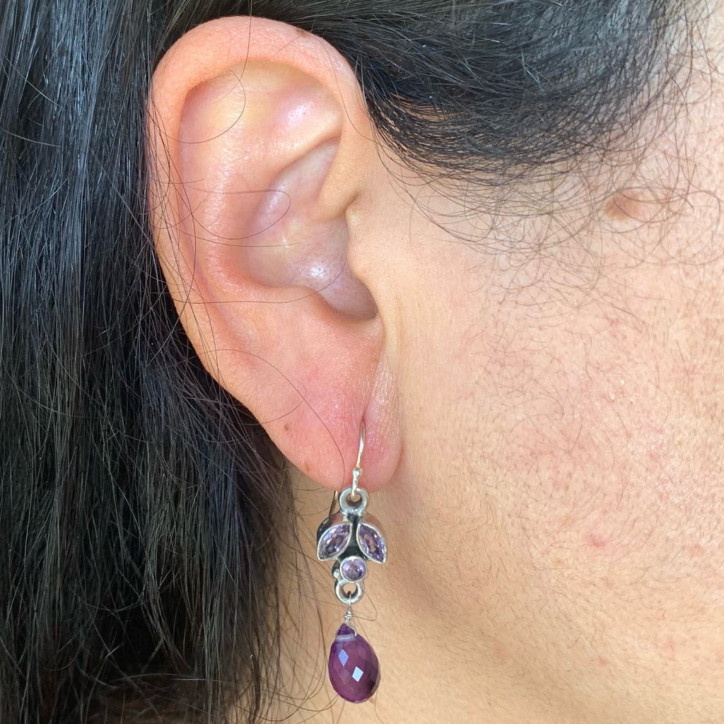 Sterling Silver Amethyst Drop Earrings