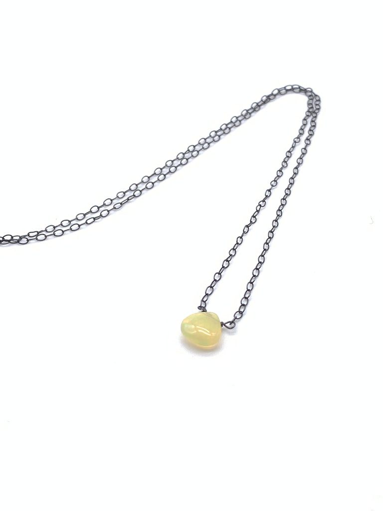 Petite Opal Pendant on Sterling Silver or Oxidized Sterling Silver Chain