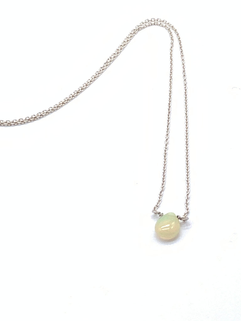 Petite Opal Pendant on Sterling Silver or Oxidized Sterling Silver Chain