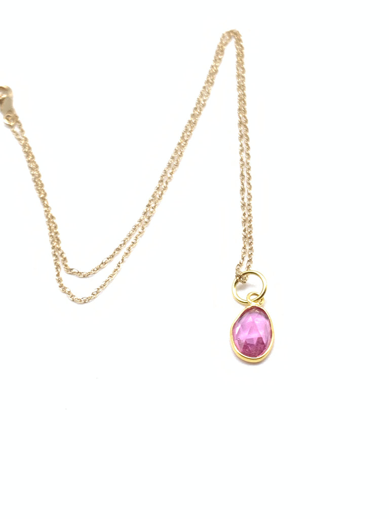 Pink Sapphire Pendant in 14K Yellow Gold