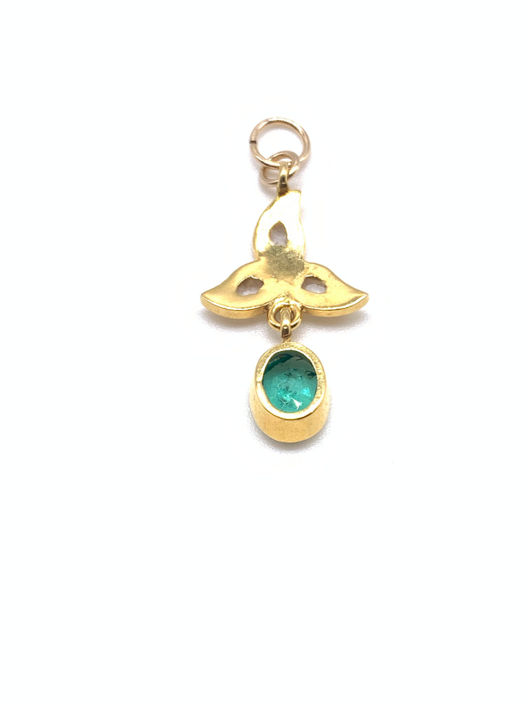 Oval Emerald and Diamond Pendant