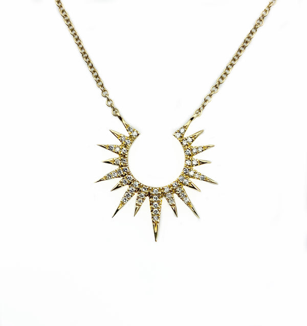 Starburst Diamond Pendant and 14K Gold necklace