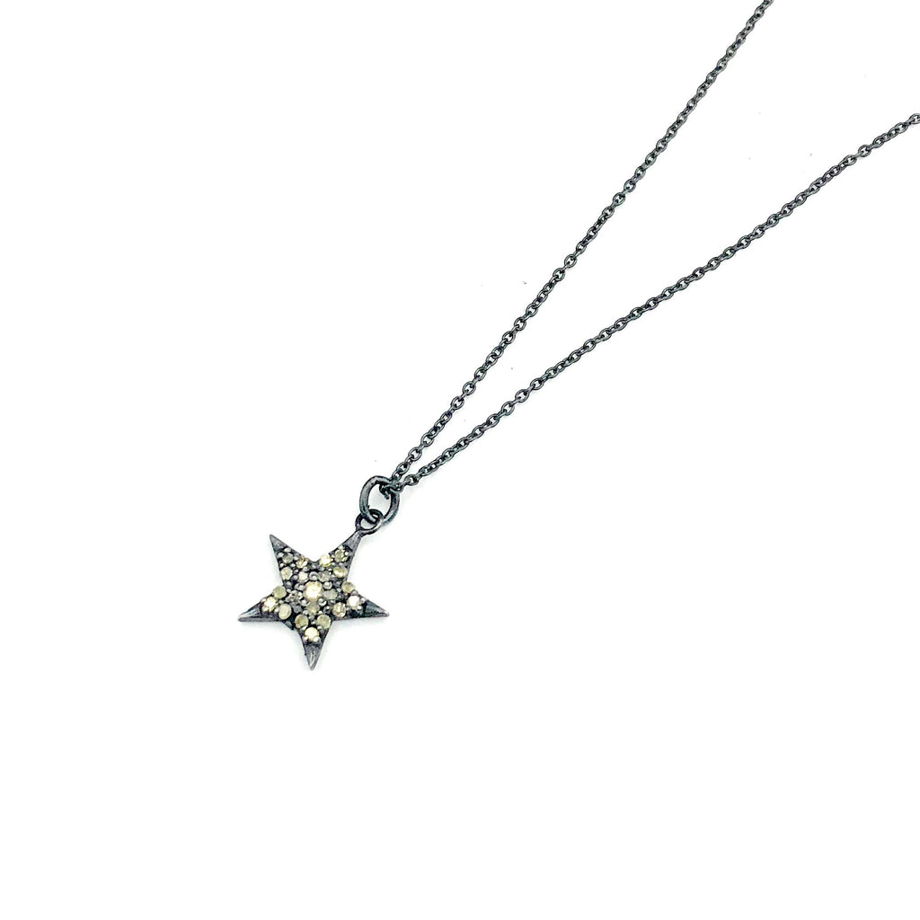 Silver Star Diamond Pendant Necklace