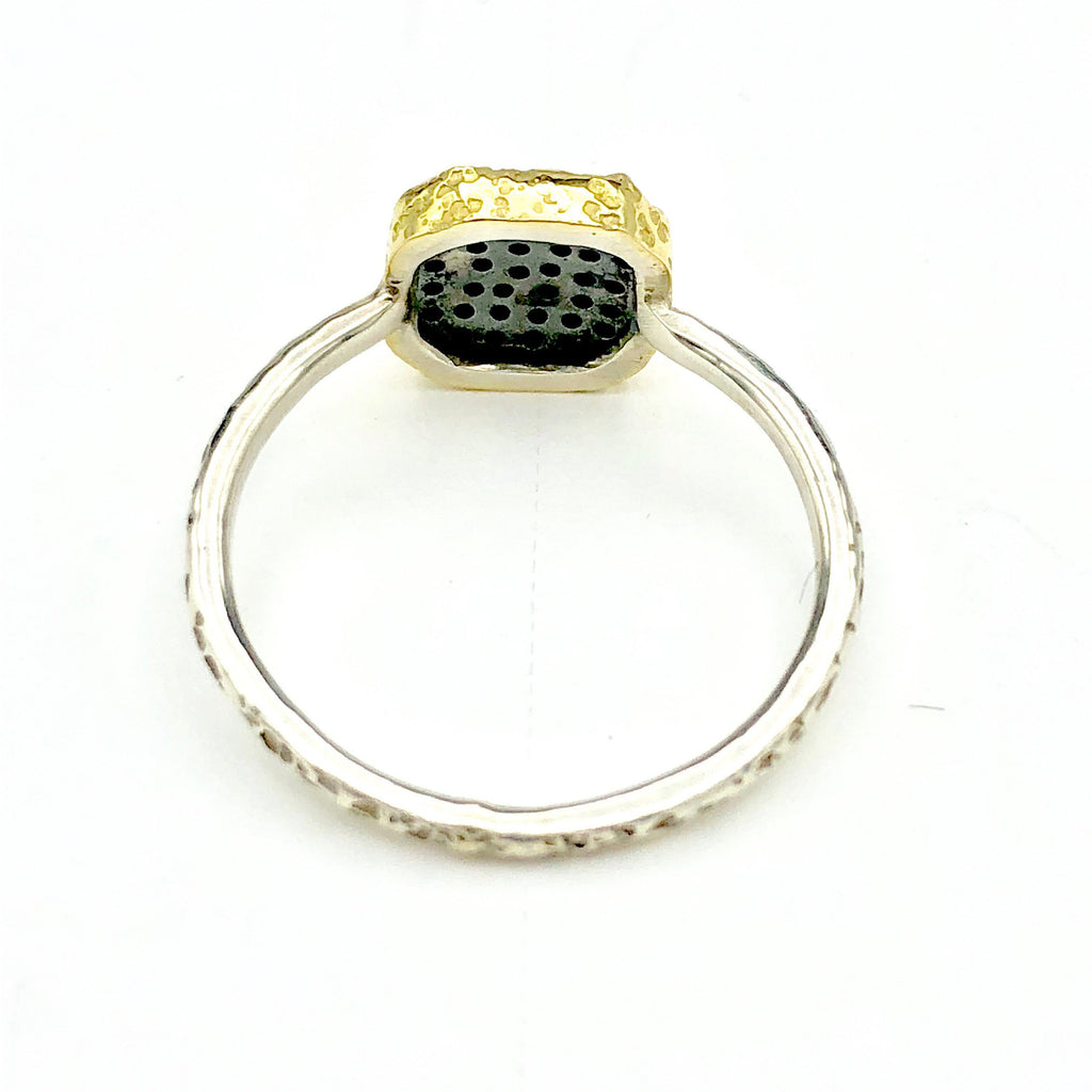 Sterling Silver and Gold with Diamonds Ring
