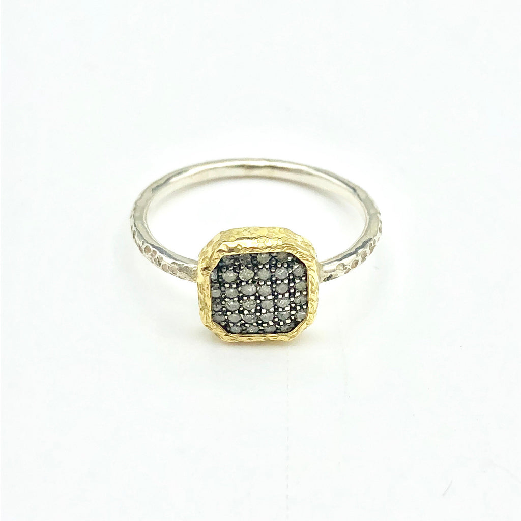 Sterling Silver and Gold with Diamonds Ring