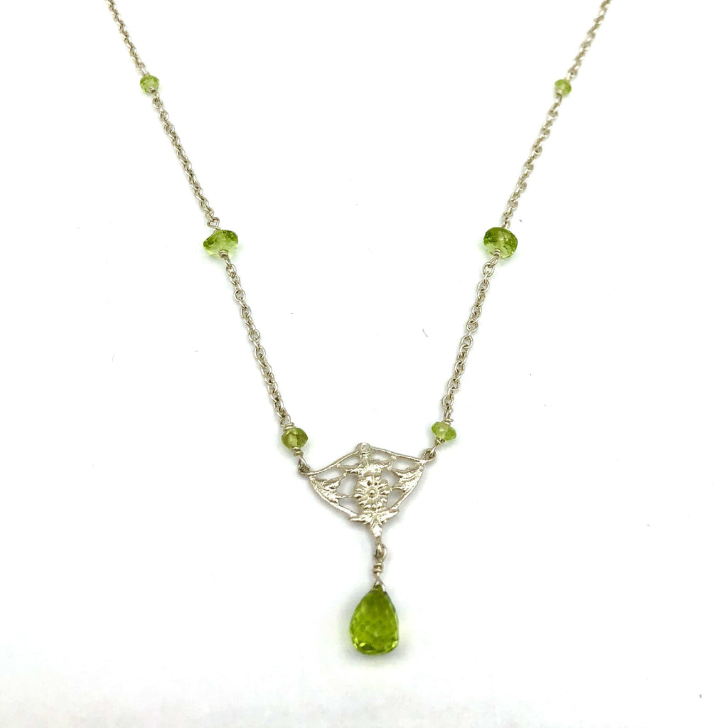 Sterling Silver with Peridot Drop Necklace