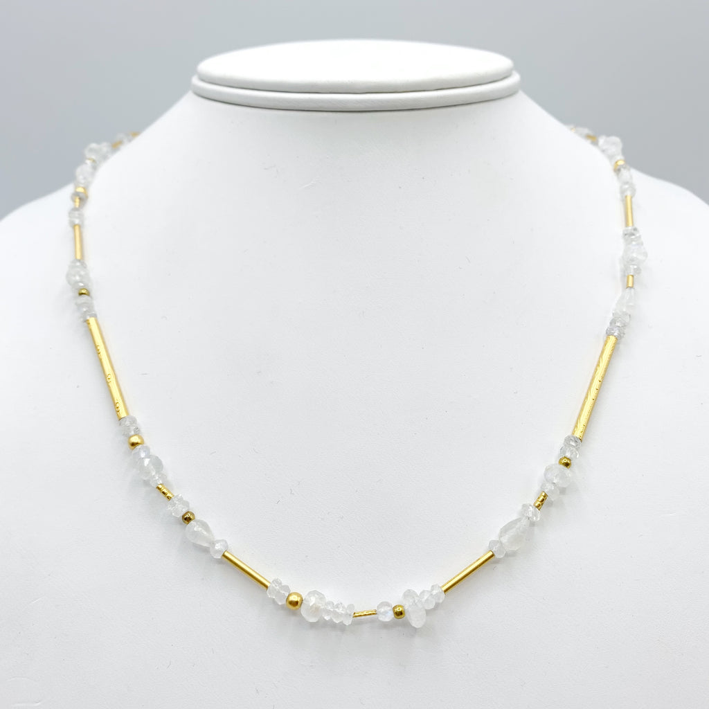 Gold Plated and Labradorite Beaded Necklace