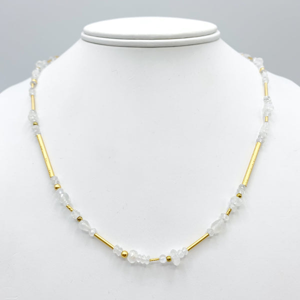 Gold Plated and Moonstone Beaded Necklace