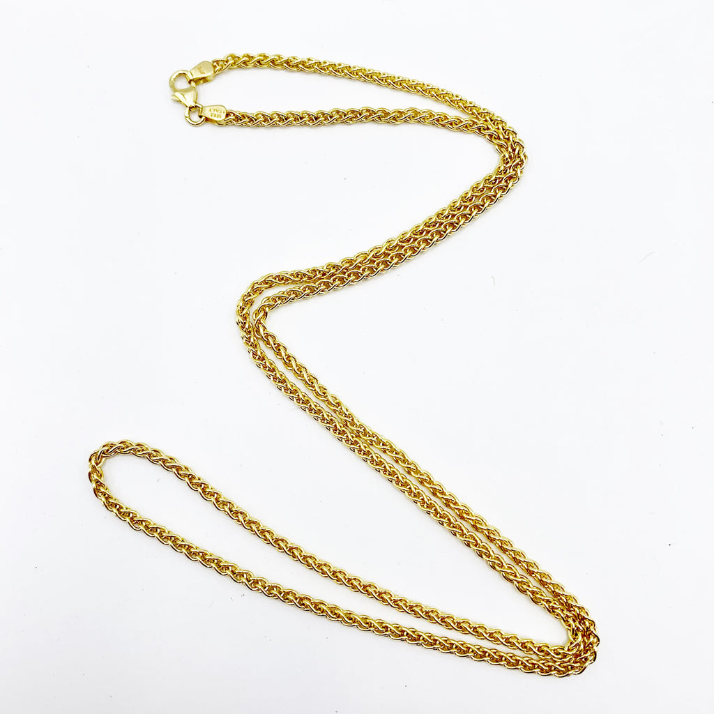 18 Karat Yellow Gold Wheat Chain
