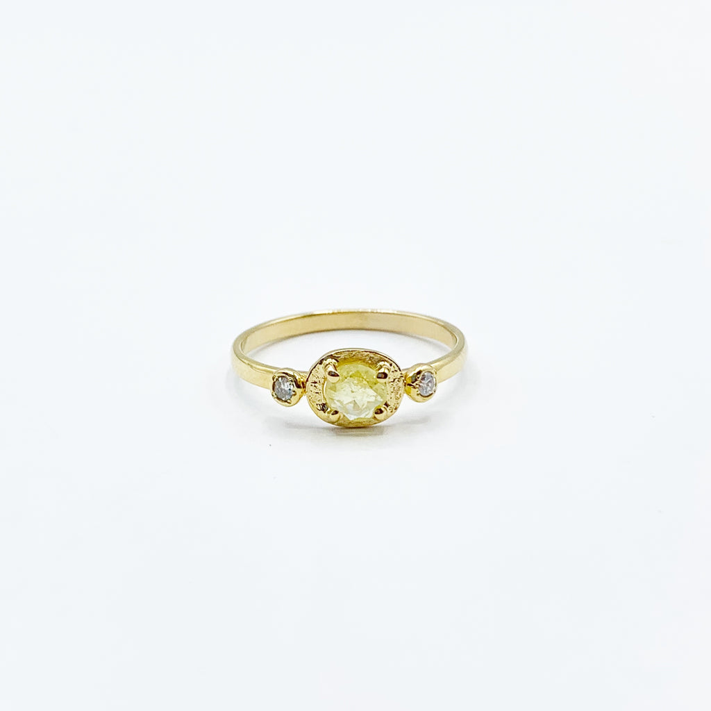 Princess Pink Diamond with Two Teensy Diamonds on Gold
