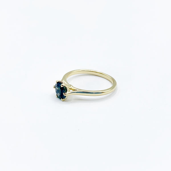 Deep Blue Sapphire on a Golden Band