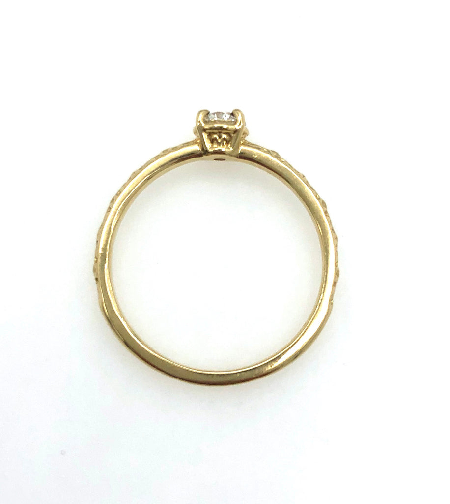 Intricate Engraved Band with a Solitaire Diamond