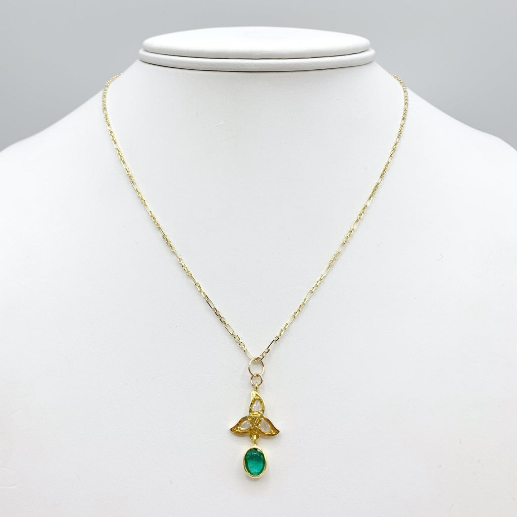 Oval Emerald and Diamond Pendant