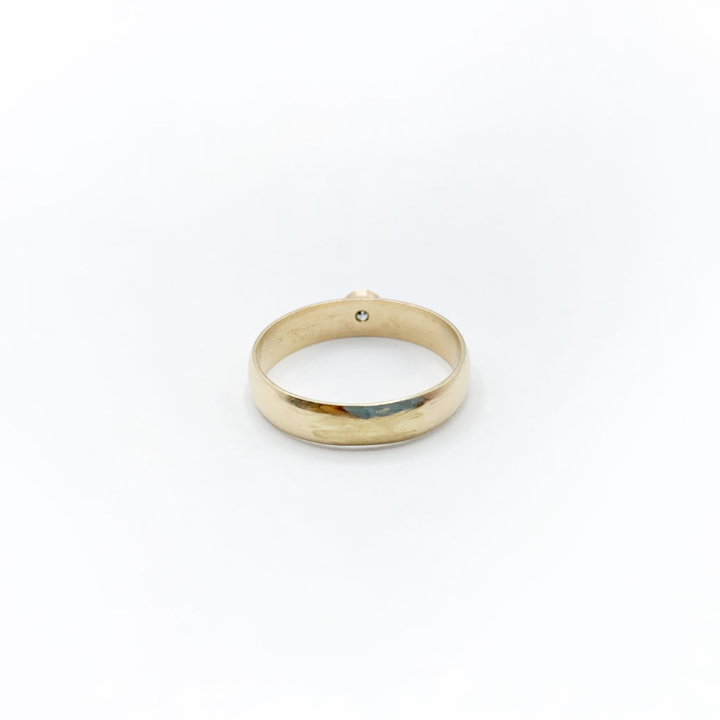 Golden Rose Gold Band with Solitaire Diamond