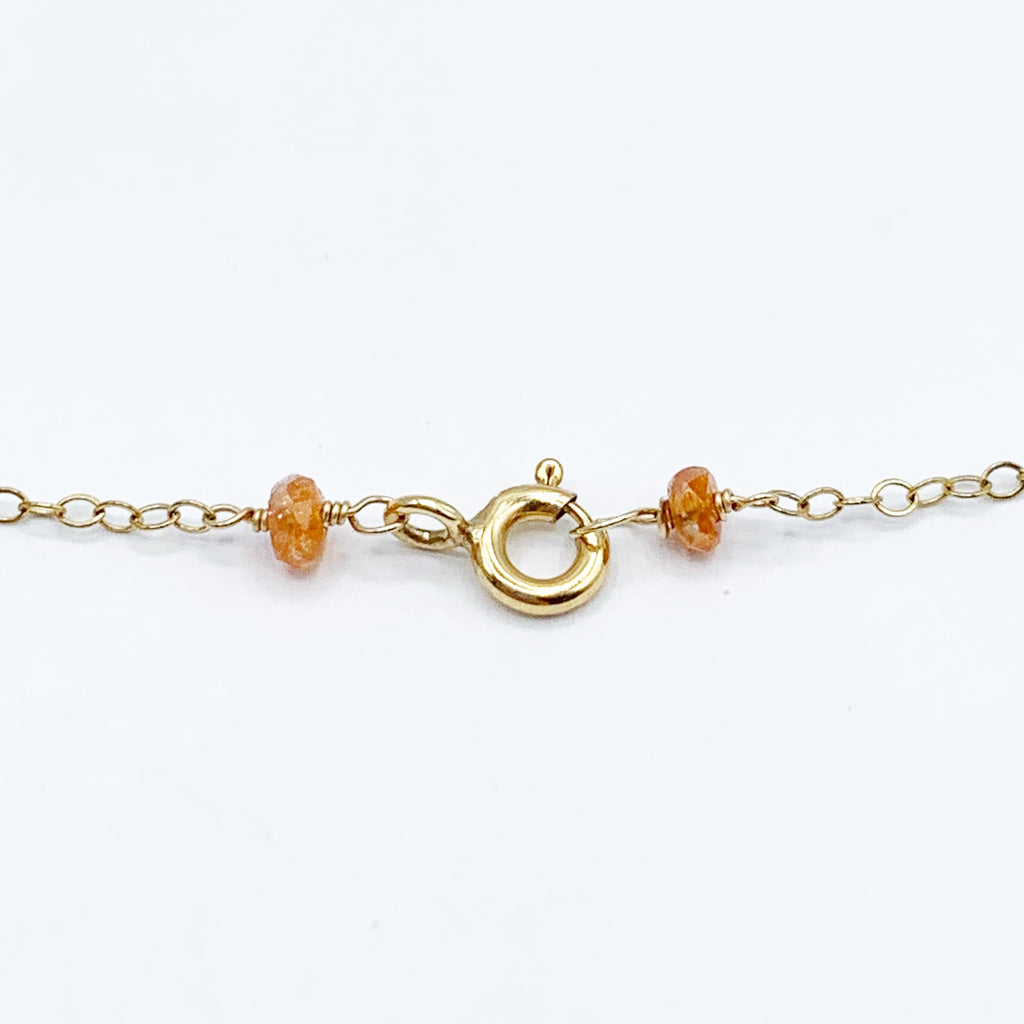 Yellow Gold Filled with Pearls and Oval Sunstones Necklace