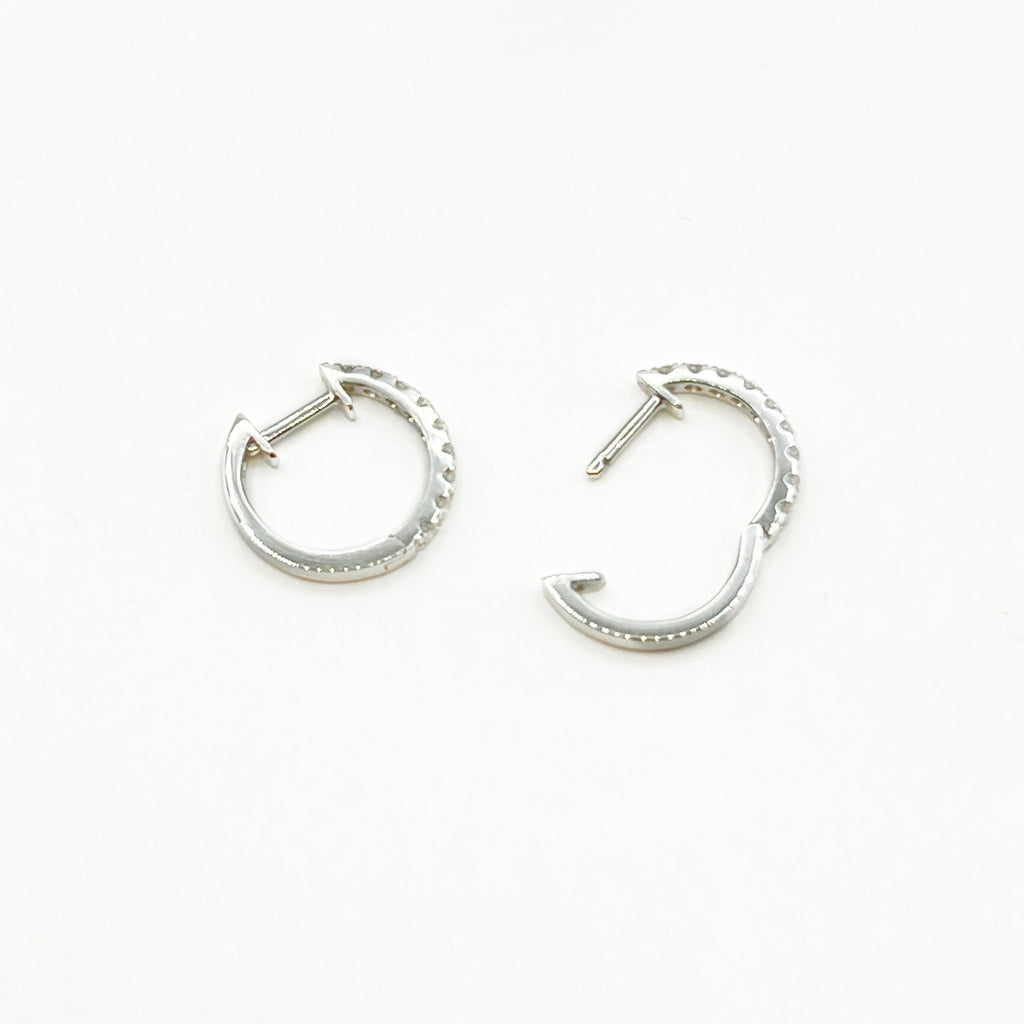 Classic Diamond Teeny Hoops in White Gold