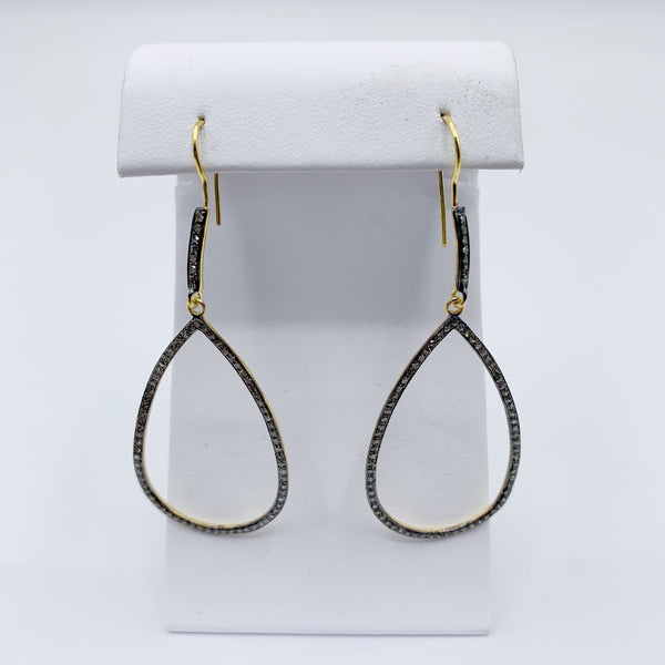 Large Teardrop Diamond and Gold Vermeil Earrings