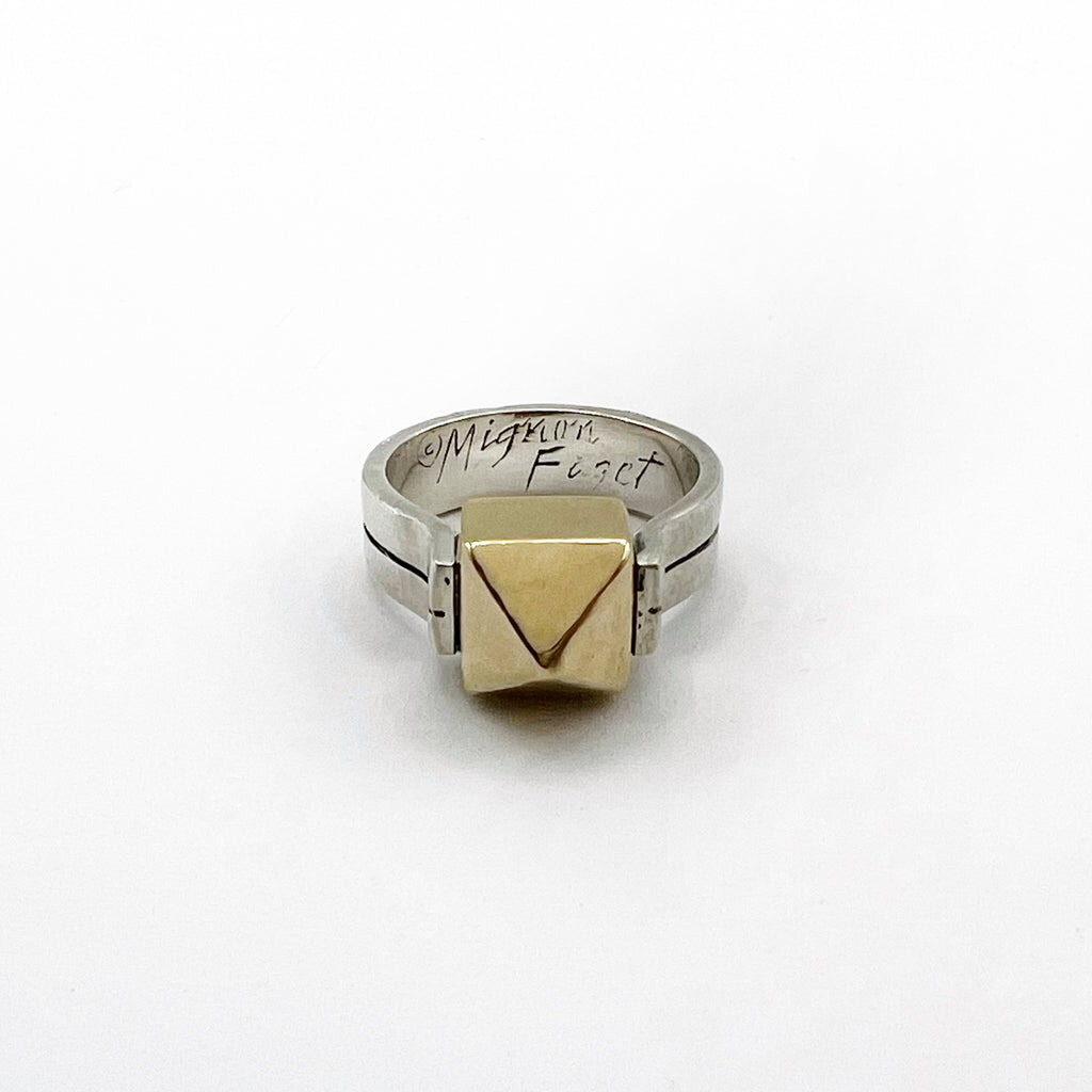 Gold Pyramid and  Sterling Silver Ring