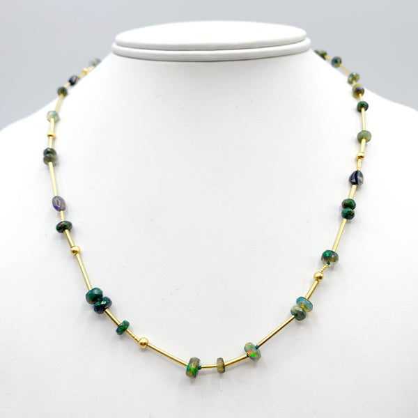 Golden Opal Beaded Necklace