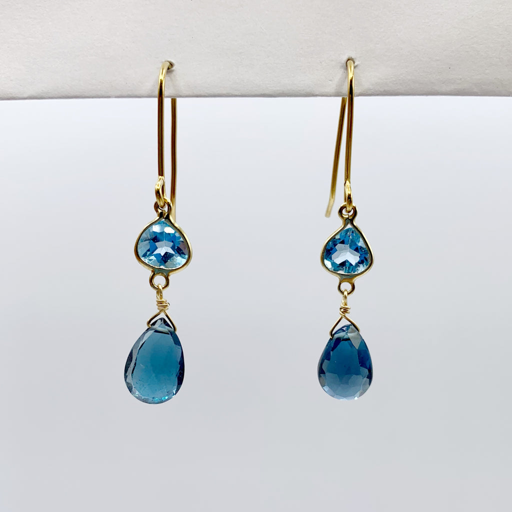 Blue Topaz Gold Filled Drop Earrings