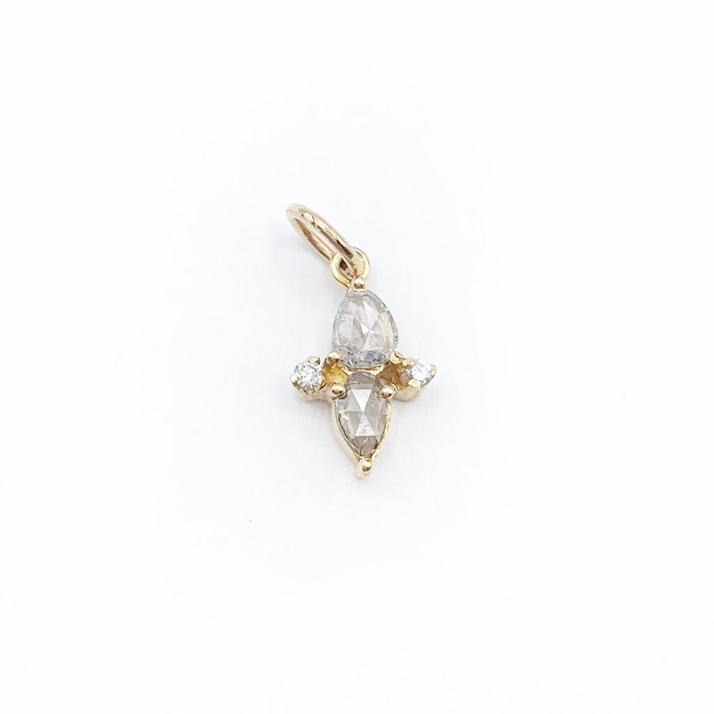 Pear Shaped and Round Diamond Greek Cross Pendant