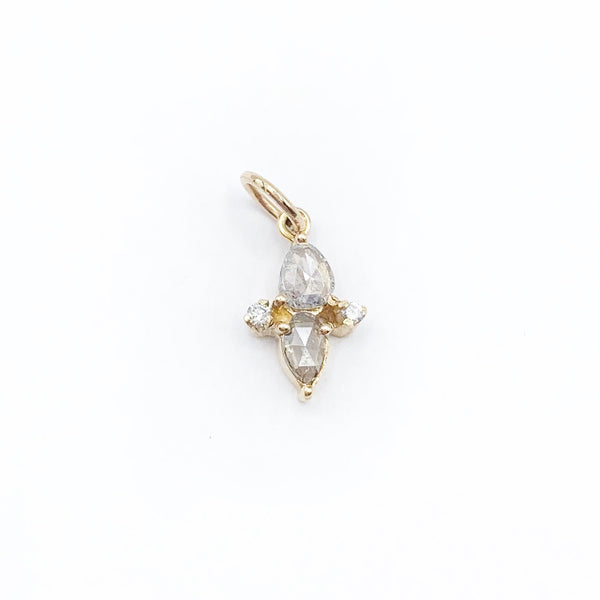 Pear Shaped and Round Diamond Greek Cross Pendant