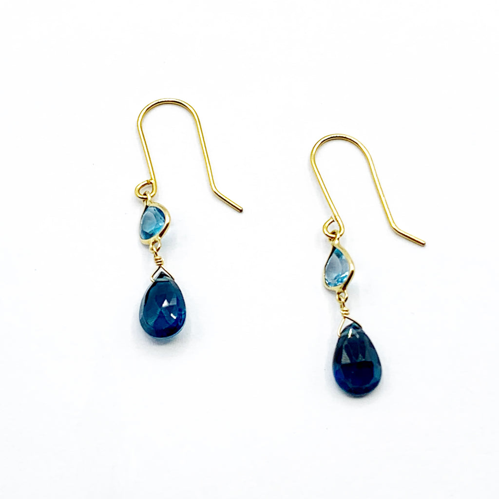 Blue Topaz Gold Filled Drop Earrings
