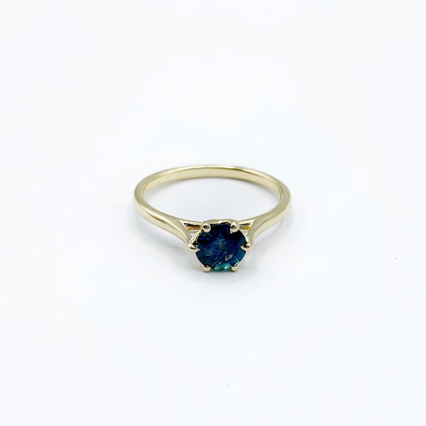 Deep Blue Sapphire on a Golden Band