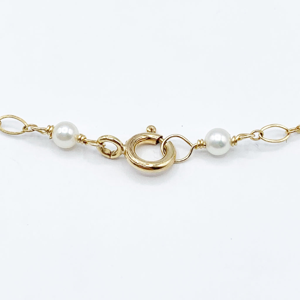 Yellow Gold Filled Necklace with Small Round Pearls