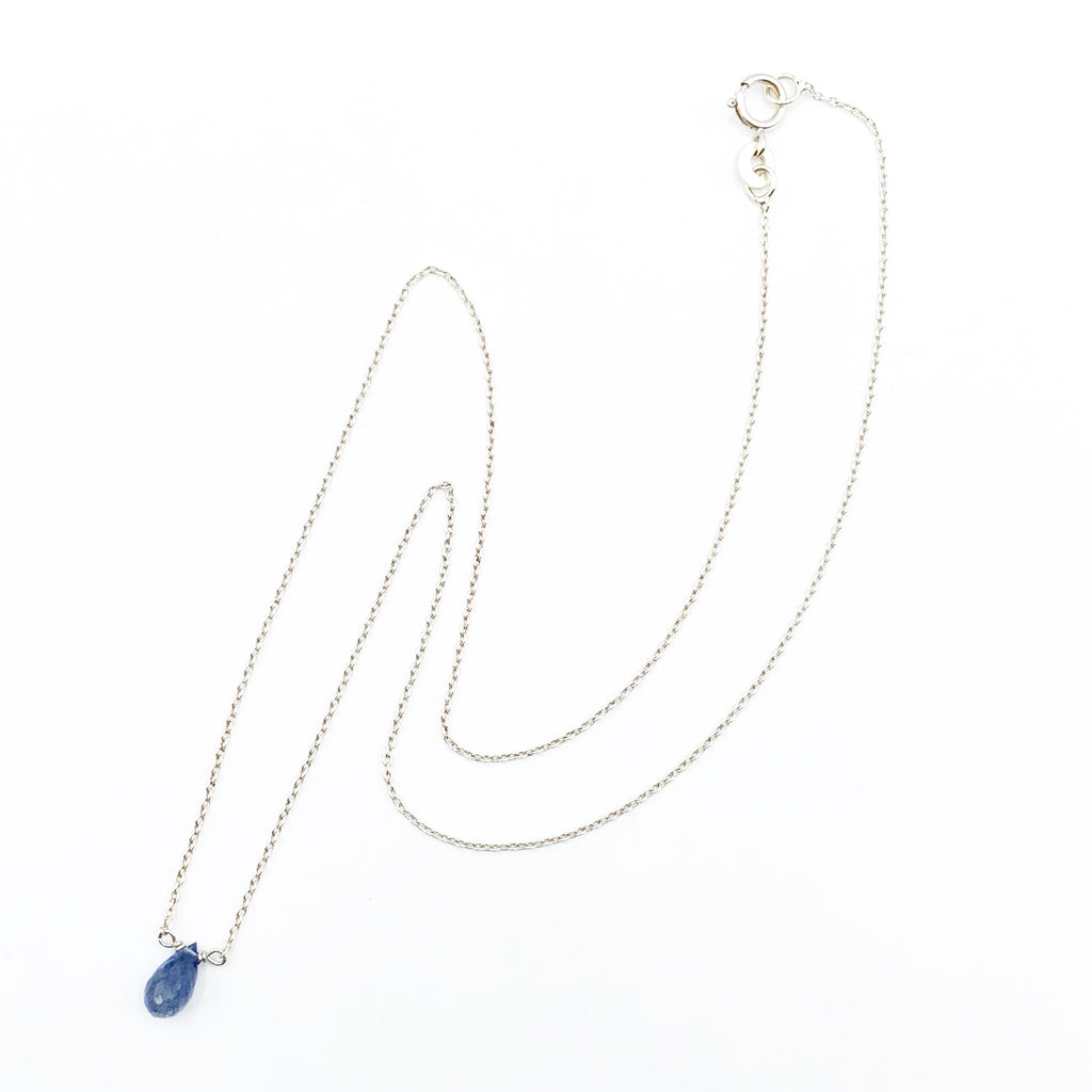 White Sterling Silver Drop Pendants with One Briolette Tanzanite