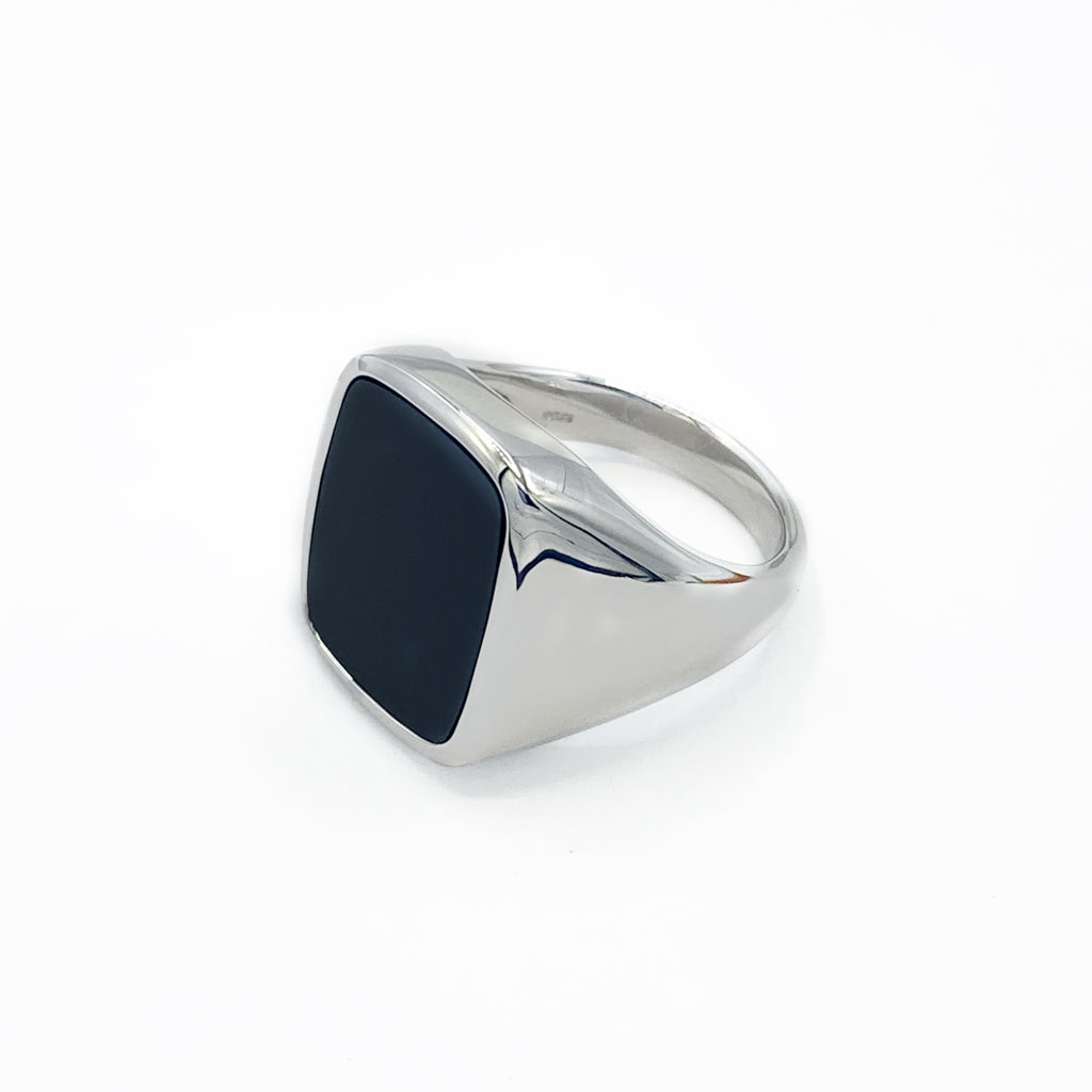 Men’s Sterling Silver Ring with Rectangle Onyx