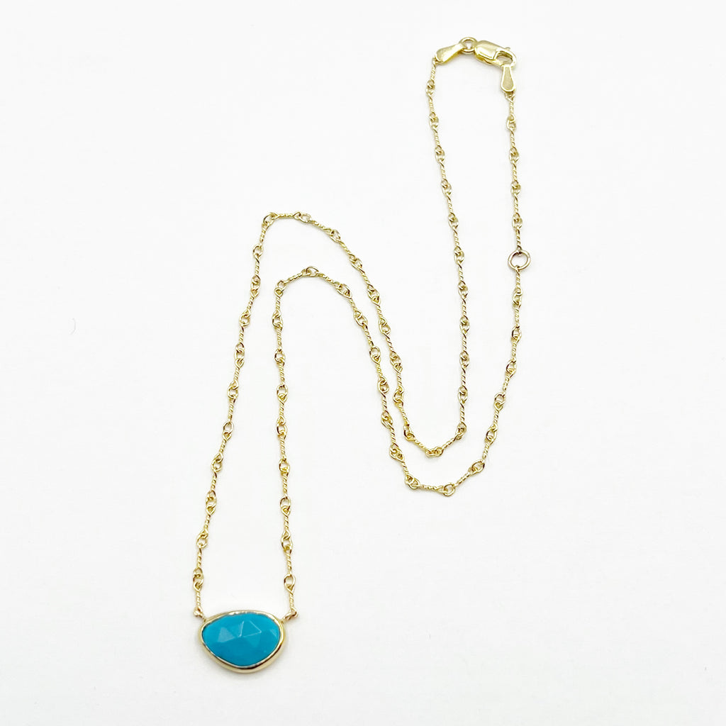 Rose Cut Turquoise set in 14 Karat Yellow Gold