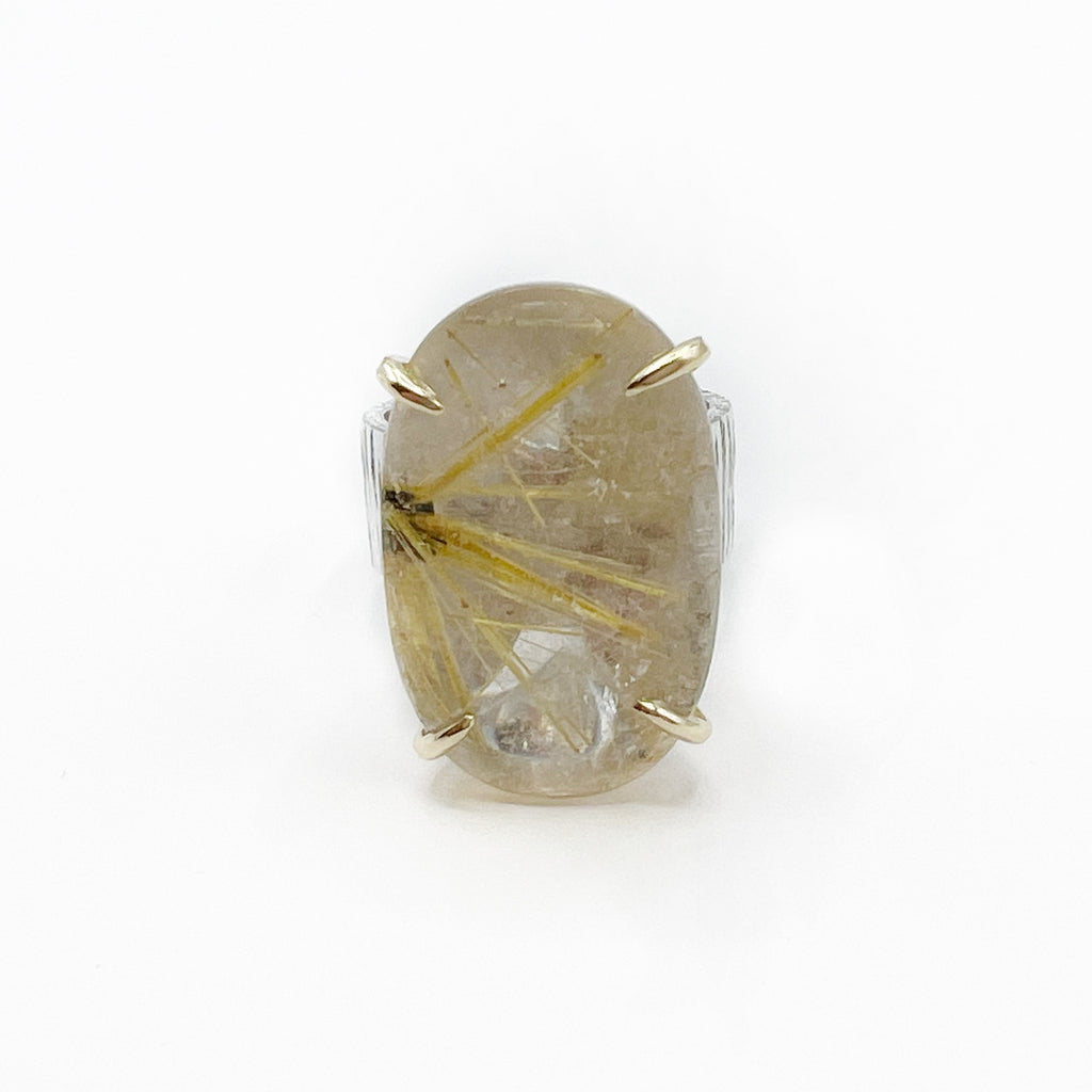 Rutilated Quartz and Sterling Silver Ring