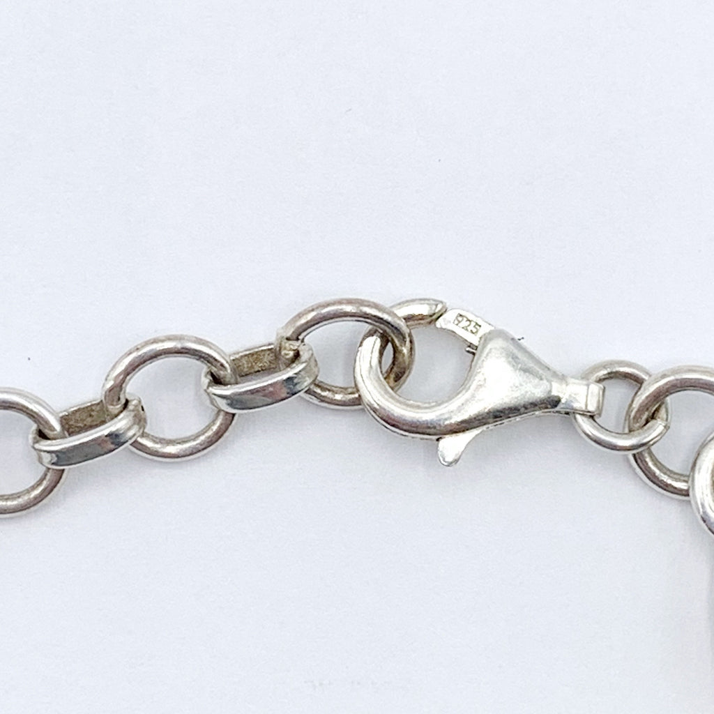 White Sterling Silver Bracelet with Round Labradorites