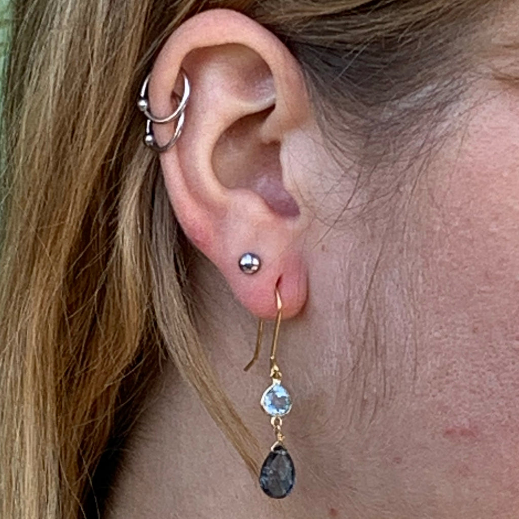 Blue Topaz Gold Filled Drop Earrings