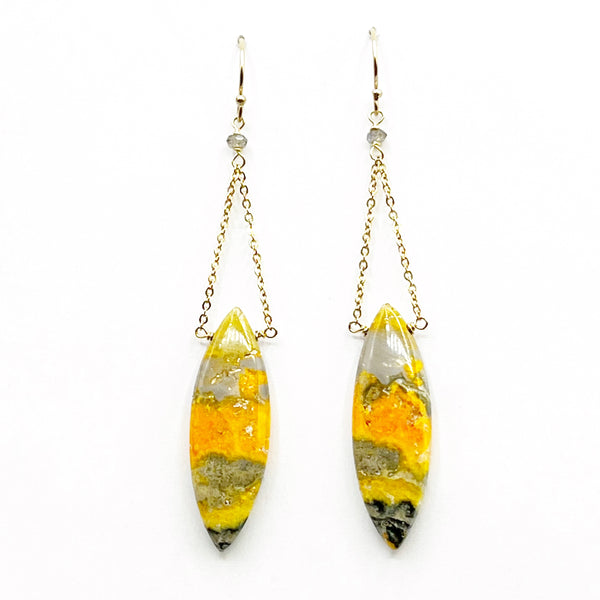 Bumblebee Agate Pendulum Chain Earrings