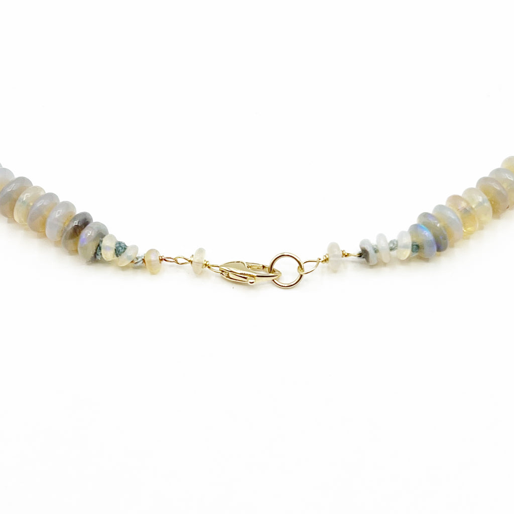 Azur Blue Opal 18 Karat Yellow Bead Necklace